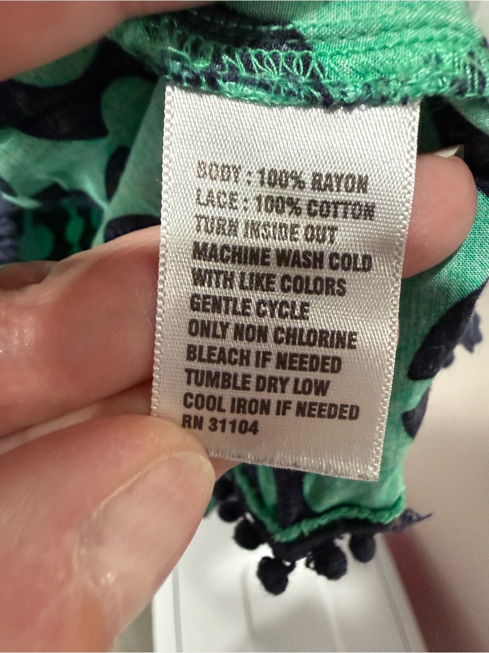 Candie's Green Patterned Crochet-Trim Peasant Top - Picture 3 of 8